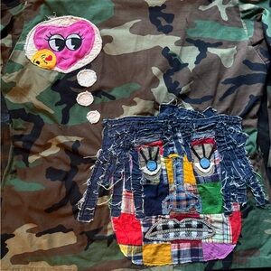 Custom Camouflage Jacket with Colorful Patchwork Face